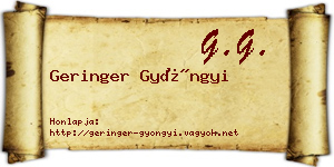 Geringer Gyöngyi névjegykártya